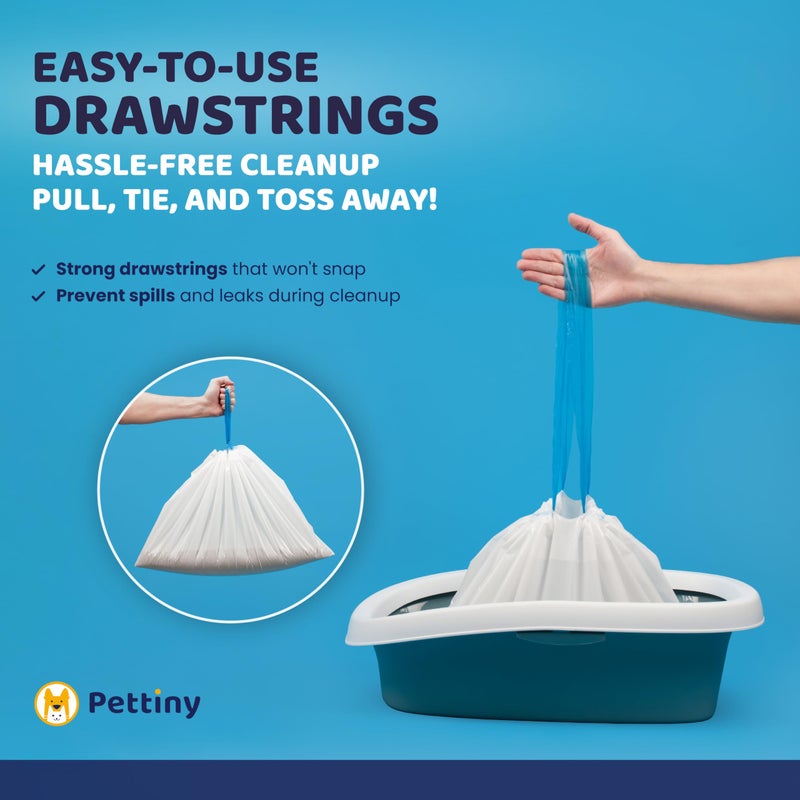 Pettiny 20 Cat Litter Box Liners with Drawstrings - Scratch Resistant Cat Litter Bags for a Medium and Large Litter Pan - Image 4